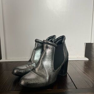 Metallic Silver Ankle Boots
